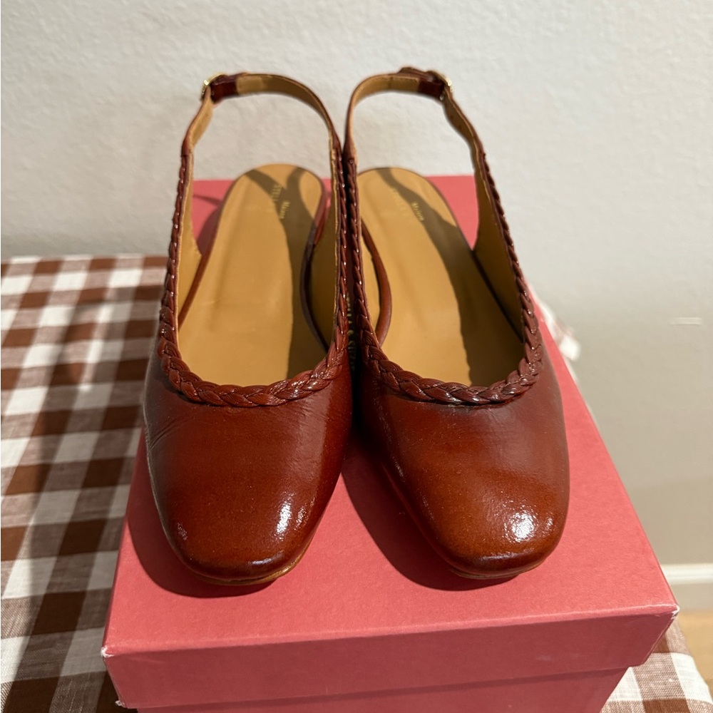 Maison Stella et Susie Cognac Slingback Shoes Size 8 - from France! New in box